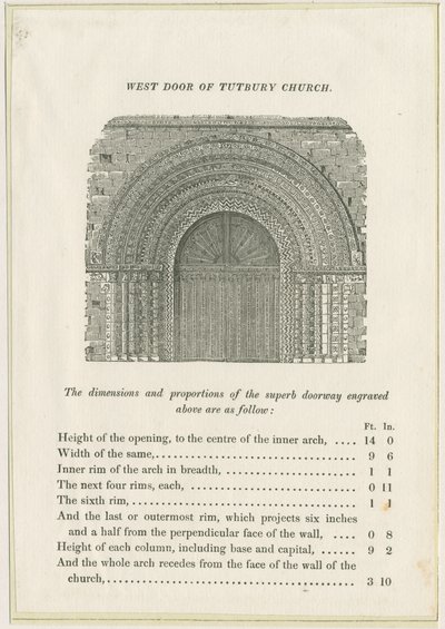 Igreja do Priorado de Tutbury: Porta Oeste: gravura, nd [c 1832] (imprimir) de School English