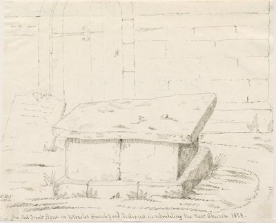 Igreja Uttoxeter - Pedra da Antiga Tumba: desenho a pena e tinta, sd [meados do séc. XIX] (desenho) de School English