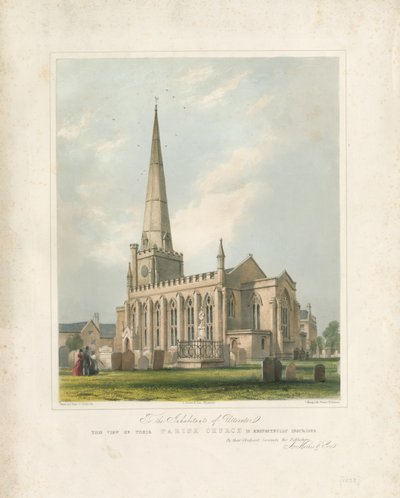 Igreja Uttoxeter [Novo]: litografia pintada, nd [c 1828] (imprimir) de School English
