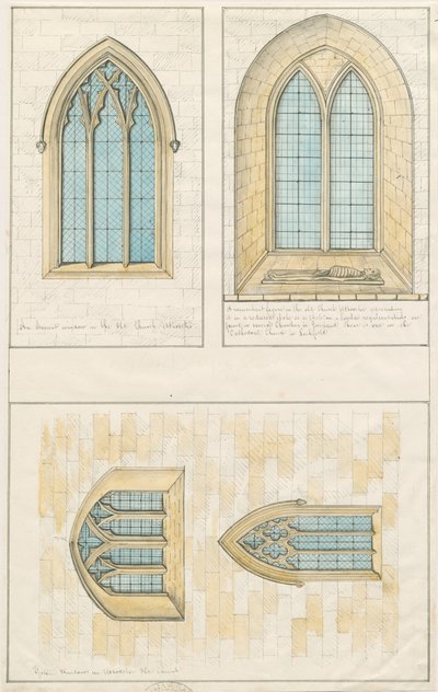 Uttoxeter Church [Old] - Desenho arquitetônico das janelas 