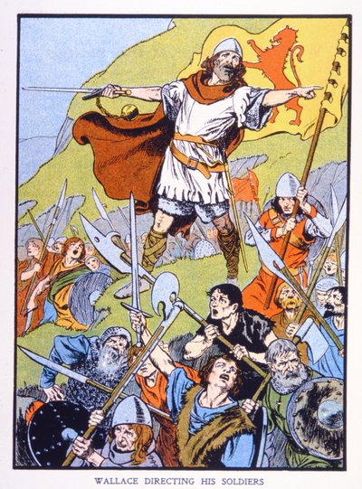William Wallace a dirigir os seus soldados (cor litho) de School English