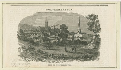 Wolverhampton - Vista distante [da Penn Road]: gravura em xilogravura, sd [século 19] (impressão) de School English