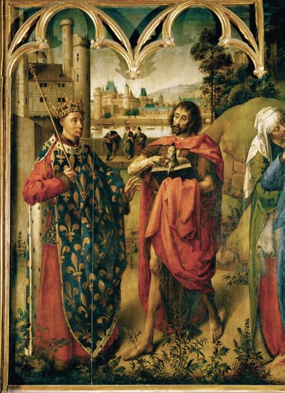 Luís IX, o Santo com São João Batista ... de School Flemish