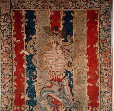 O escudo de armas Croy-Melun (tapeçaria) de School Flemish