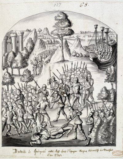 Batalha de Quimperlé entre Messire Louis de Espanha e o povo da Condessa de Montfort de School French