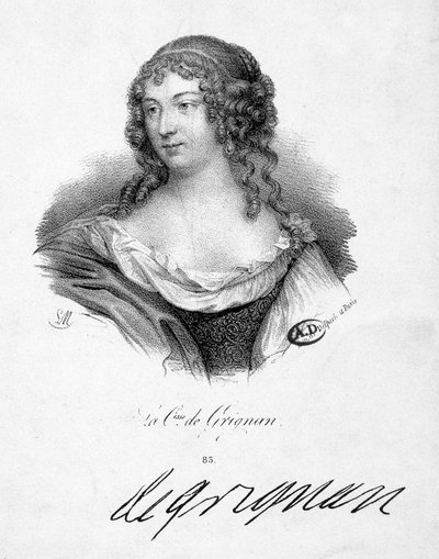 Françoise Marguerite de Sevigne, Condessa de Grignan (1648-1705), filha de Marie de Rabutin-Chantal (Rabutin Chantal), Marquesa de Sevigne di Madame de Sevigne (1626-1696) - gravura, n.d. de School French