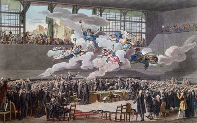 Eevolução Francesa (1789-1799): O Juramento do Jeu de Paume em Versalhes, em 20 de Junho de 1789 (revolução francesa; Juramento do Tribunal de Ténis em 20 de Junho de 1789, Versalhes) de School French