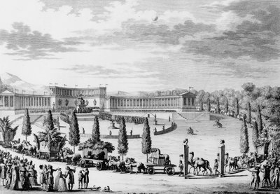 Revolução Francesa: Fete dada por ocasião da entrada triunfante dos monumentos das ciências e das artes na França nos dias 9 e 10 do Termidor An VI (28 de julho de 1798) sob as ordens do Cônsul Napoleão Bonaparte (1769-1821) (campanha de saque). Paris, de School French