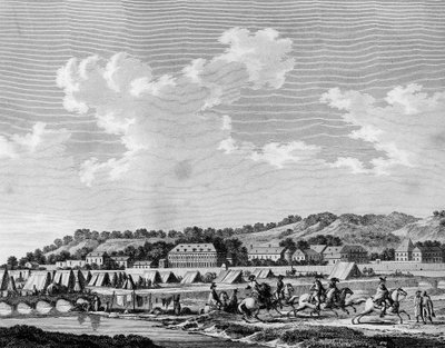 Revolução Francesa e movimentos contra-revolucionários: Declarar traidor à nação, Gilbert du Motier de La Fayette (1757-1834) deixou secretamente o acampamento antes de Sedan em 19 de agosto de 1792 com Cesar de Latour Maubourg (Latour-Maubourg), Alexandre de School French