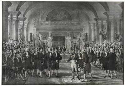 General Bonaparte eleito em 25 de dezembro de 1797 para a seção de artes mecânicas da seção de ciências para substituir Lazare Carnot na academia de ciências em Paris de School French