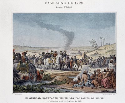 O General Bonaparte visita as fontes de Moisés - em "Victoires et Conquêtes des Armees Francaises", Paris, n.d (gravura) de School French