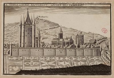 O Templo em Paris, antigo edifício dos Templários (gravura) de School French