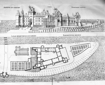 Mapa do Chateau de Creil na Picardia. de School French