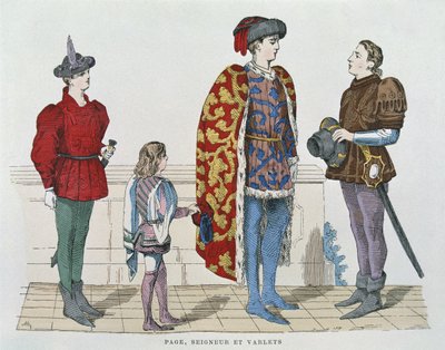 Page boy, lord and valet (cor litho) de School French