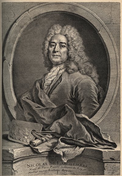 Retrato de Nicolas de Largillierre (Largillier) (1656-1746) Pintor francês gravado por Dupuis após a pintura de Gueuslain de School French