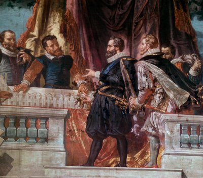 Apresentação dos planos de uma ala do Louvre ao rei Henrique IV (1553-1610) O rei Henrique IV recebeu o arquitecto Jacques Androuet du Cerceau por volta de 1593. de School French