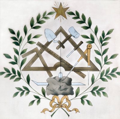 Representação dos diferentes emblemas maçónicos (aguarela) de School French