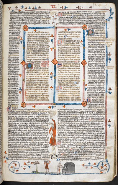 Royal 10 E. IV, f.145 Uma cena de baixo-de-página de um homem visitando um padeiro, dos 