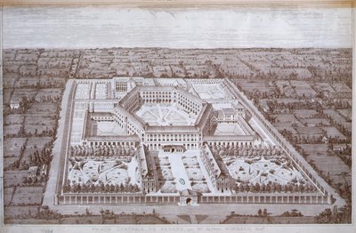 Vista da prisão de Rennes para mulheres projetada pelo arquiteto Alfred Normand, publicada pela Intime-Club, Paris de School French