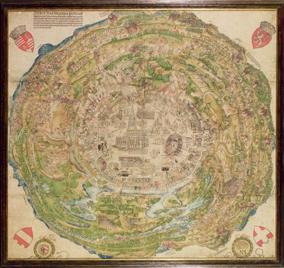 Mapa circular de Viena durante o cerco turco de School German