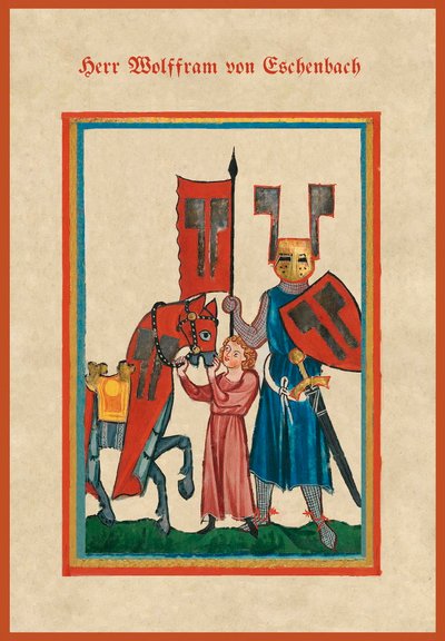 Ilustração de "Parzival" de Wolfram von Eschenbach (velino) de School German