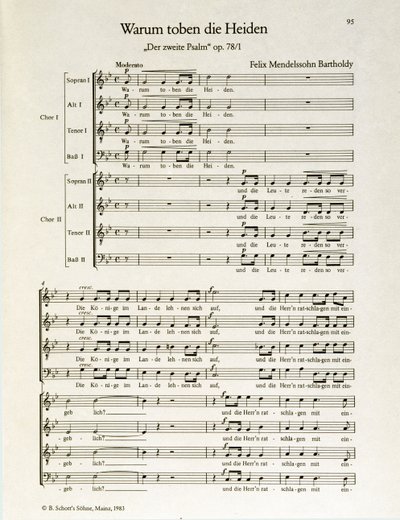 "Warum toben die Heiden" segundo salmo, op.38, de Felix Mendelssohn (litografia) de School German