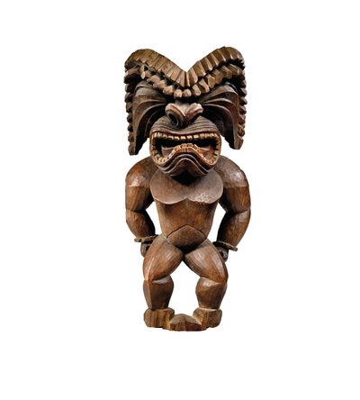 Figura havaiana, estilo kona, representando o deus da guerra, ku ka &39;ili moku, c.1780-1820 (madeira) de School Hawaiian