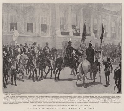 Comemorando o Milênio da Hungria em Budapeste (litho) de School Hungarian
