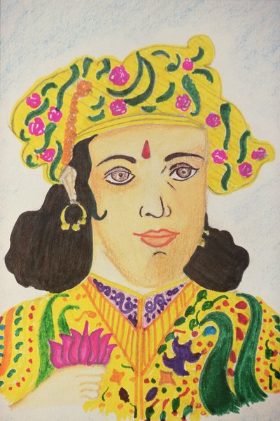 Imperador Ashoka (aguarela) de School Indian