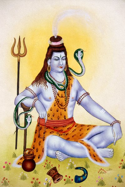 Senhor Shiva Shanker Pintura em miniatura sobre papel de School Indian
