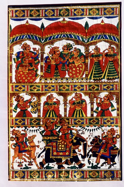 Pintura em tecido em miniatura, Índia de School Indian