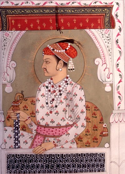 Rei da pintura em miniatura, Rajastão, Índia de School Indian