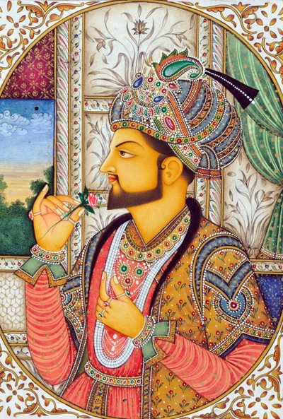 Pintura em miniatura do imperador Mughul Shah Jahan Índia Ásia de School Indian