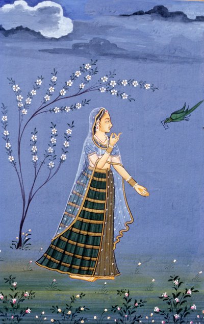 Pintura em miniatura, Rajastão, Índia de School Indian