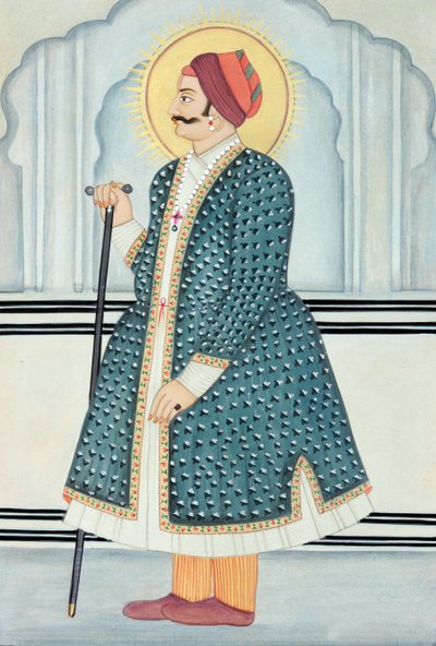Pintura em miniatura do Maharaja Sawai Jai Singh Two, Jaipur de School Indian