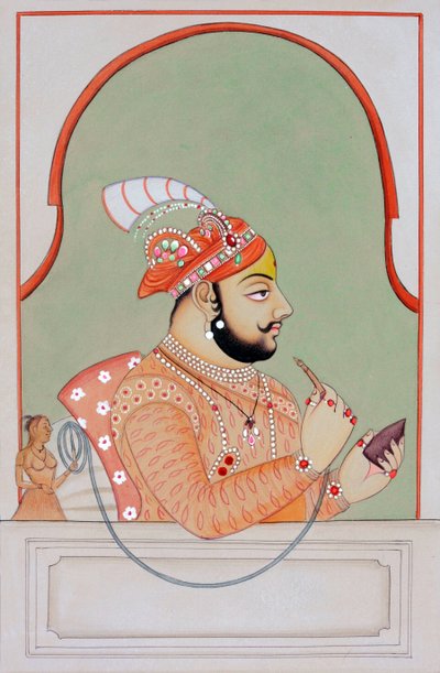 Pintura em miniatura de Maharana Jagat Singh Udaipur de School Indian