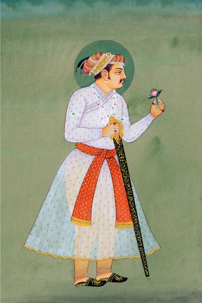 Pintura em miniatura do Imperador Mughal Jahangir de School Indian
