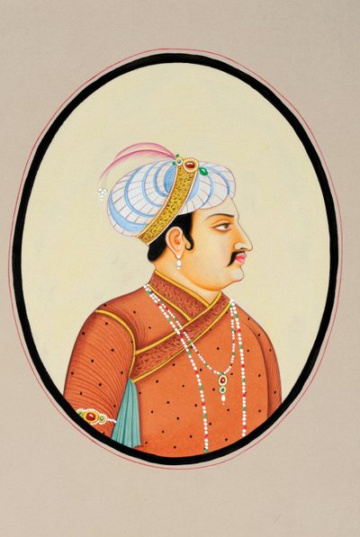 Pintura em miniatura do Imperador Mughal Jahangir de School Indian
