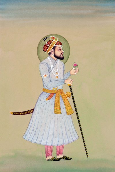Pintura em miniatura do Imperador Mughal Shah Jahan de School Indian