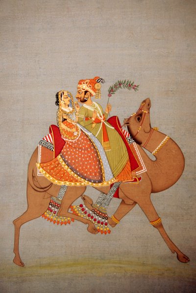 Pintura em miniatura sobre papel, Dhala Maru, Rajastão, Índia de School Indian