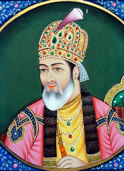 Pintura em miniatura sobre papel do Imperador Mughal Shah Jahan de School Indian