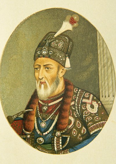 Retrato do Imperador Mughal Bahadur Shah Ii, Índia de School Indian