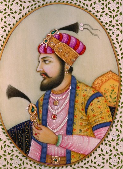 Retrato do Imperador Mughal Shah Jahan Covey Pintura de School Indian