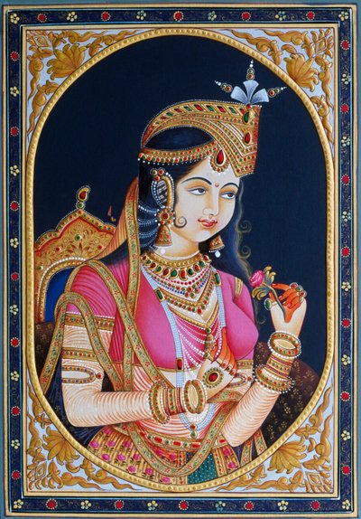 Retrato de Mumtaz Mahal sobre papel Pintura de School Indian