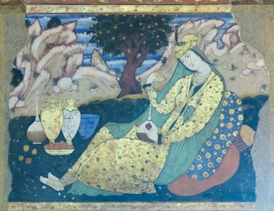Fresco no palácio Chehel Sotoun, Esfahan, Irão de School Iranian