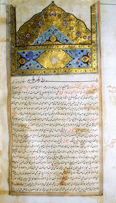 Página de O cânone da medicina (al-Qānūn fī aṭ-Ṭibb) de Avicena de School Iranian