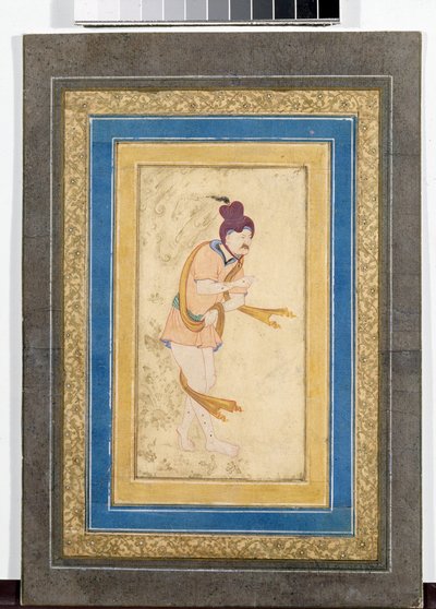 Retrato de um mestre dervixe iraniano - miniatura pintada, aguarela, guache e ouro sobre cartão (14,8x7,9 cm), início do século XVII - Ermida do Estado, São Petersburgo (Rússia) de School Iranian
