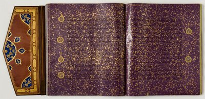 Alcorão, c.1450-60 (couro e papel com tinta e ouro) de School Iranian