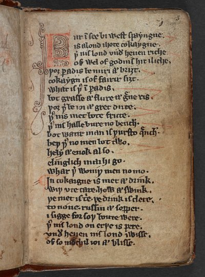 Harley MS 913, f.3r de Kildare Poems ou Kildare Lyrics (velino) de School Irish