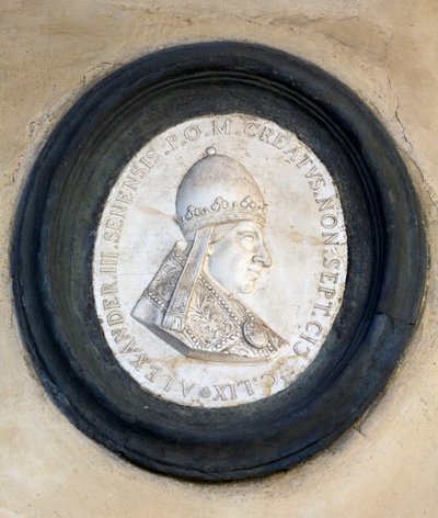 Medalhão de baixo-relevo do Papa Alexandre III de School Italian